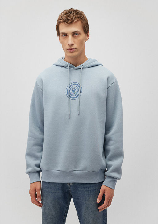 Muhur Logo Bask?l? Kapusonlu Mavi Sweatshirt  фото 3
