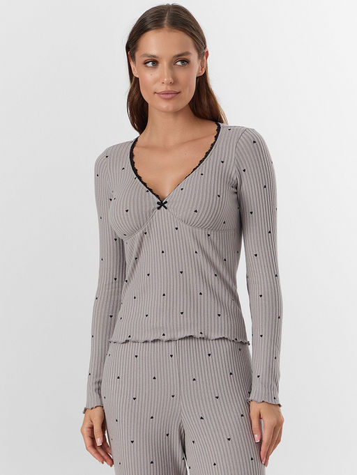 Комплект домашний женский серый с сердечками - Mark formelle фото 3