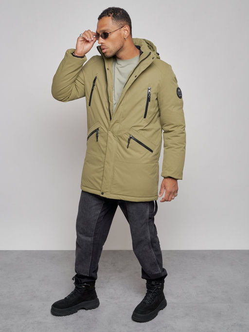 Парка мужская зимняя удлиненная молодежная зеленого цвета 8305Z - Wonderrman фото 10