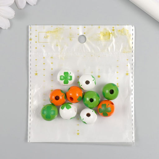 Цена за 2 шт. Бусины для творчества дерево «Клевер на шариках», набор 10 шт., d=1.6 см