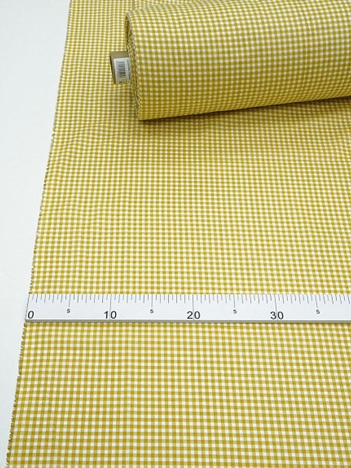 Сатин Клетка (0.3*0.3см) цв.горчично-желтый, ш.2.35м, хлопок-100%, 115гр/м.кв - Купава фото 4