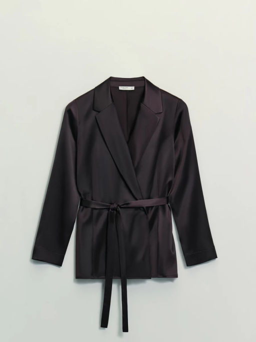 Атласная блузка с отложным воротником и поясом / Zarina