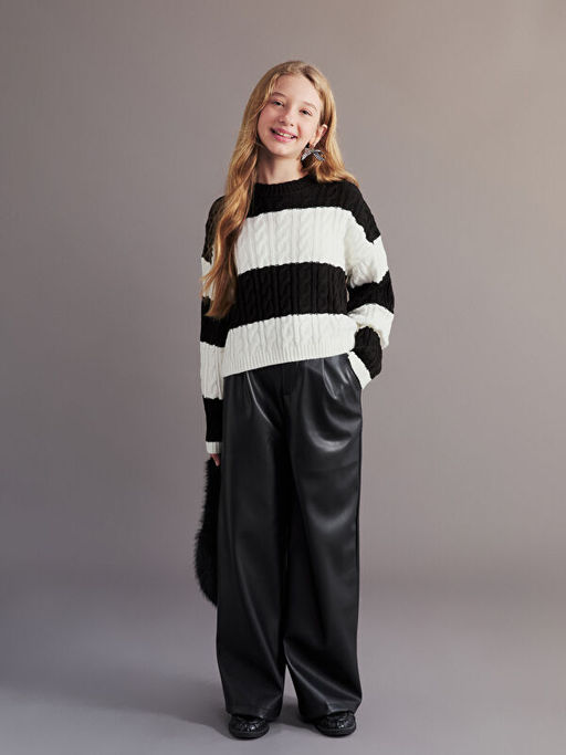 Deri G?r?n?ml? K?z ?ocuk Pantolon