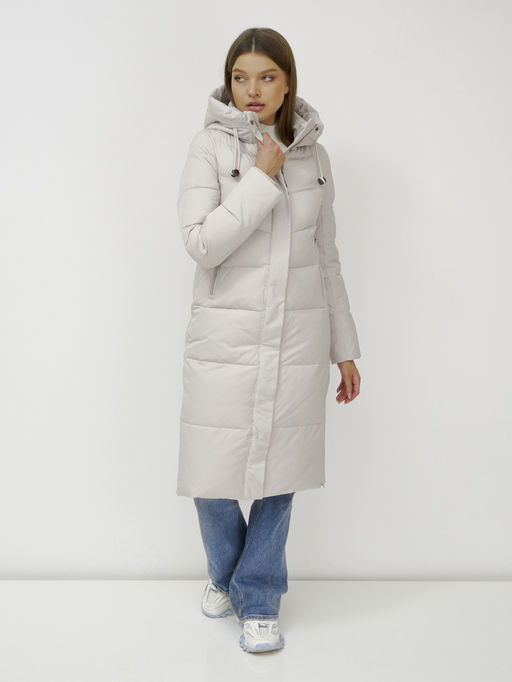 Пальто зимнее MTFORCE 9636_1B женское утепленное стеганное бежевое  фото 14