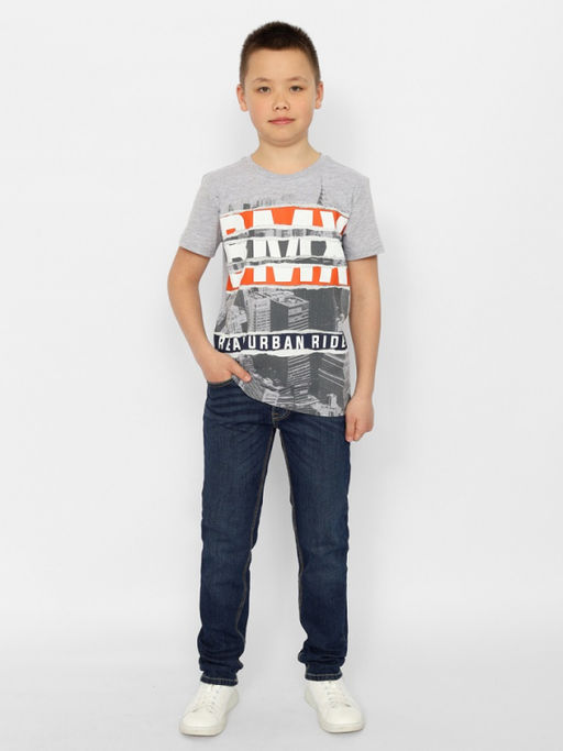 CRB wear/CSJB 63568-11-375 Футболка для мальчика,светло-серый меланж/Ex.Cherubino  фото 2