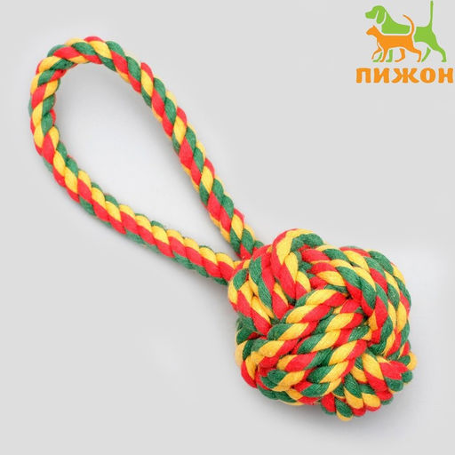 Игрушка канатная Мяч с петлей, до 65 гр, микс цветов