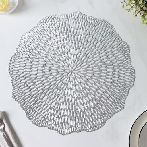 Набор салфеток сервировочных на стол Доляна Мэри, d=36 см, 4 шт, цвет серебряный  фото 15