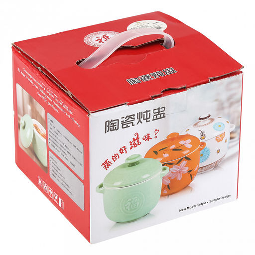 Супница фарфоровая Улов 1л, д13,5см, h10см, общая h13,5см, с крышкой, 2 ручки, с деколью, молочный, в коробке (Китай) - Домашняя мода фото 5