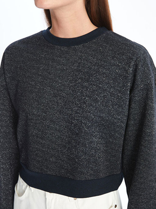 Bisiklet Yaka D?z Uzun Kollu Kad?n Sweatshirt