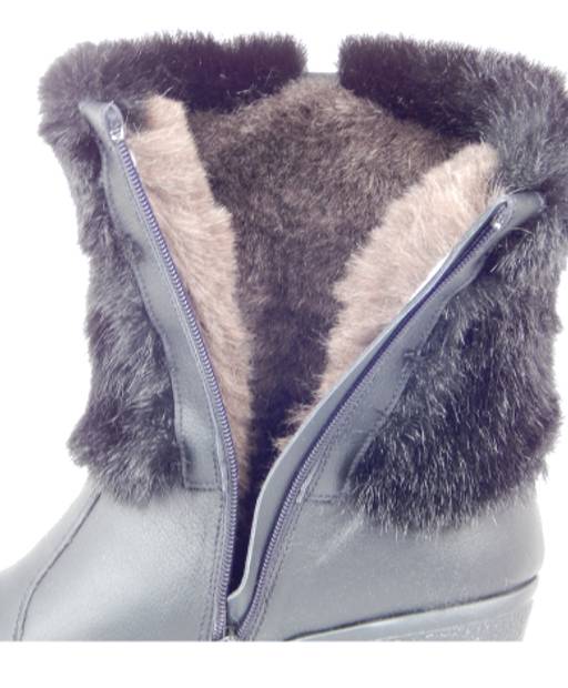 Унты женские на платформе. Черные. Короткие. Мех норка черная. Молния. - Roshva фото 4