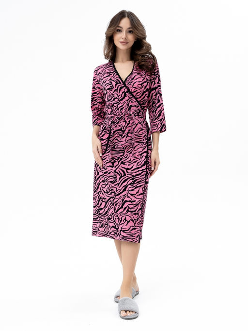 Халат хлопок 100%,черно-розовый - Binita фото 2