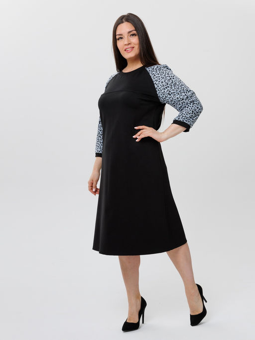 Платье женское П-182 (нейлон г/к/жаккард принт) Серая - Elenatex фото 9