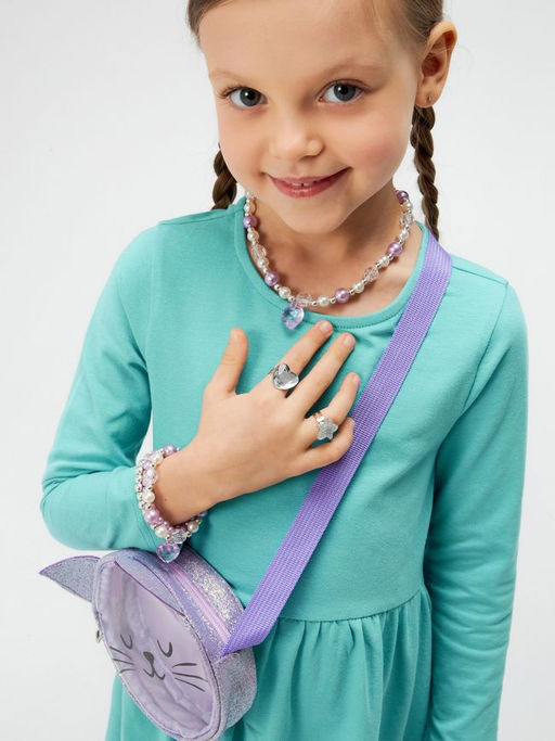 ACOOLA / Набор детский (сумка, цепочка с кулоном, браслет (3шт) и кольцо ( 2шт)) Anemone цветной  фото 3