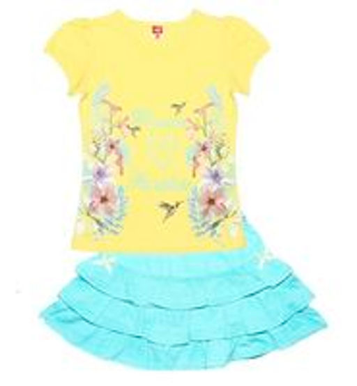 CRB wear/CSK 9574 Комплект (футболка, юбка), жёлтый-бирюзовый/Ex.Cherubino  фото 3