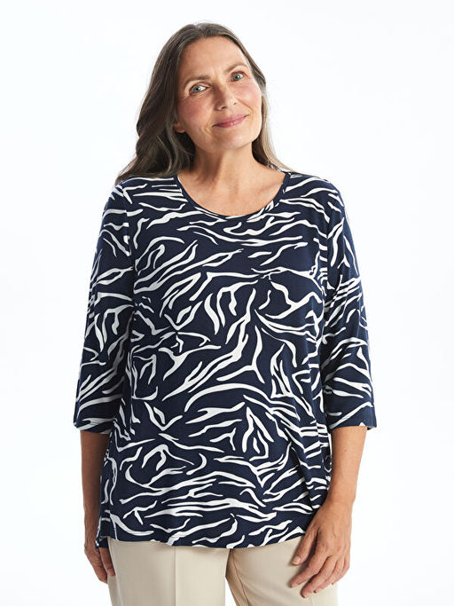 Bisiklet Yaka Desenli Kad?n Bluz