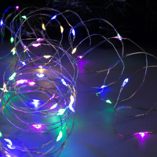 Гирлянда Нить 10 м роса, IP20, серебристая нить, 100 LED, свечение мульти, 12 В - Luazon lighting фото 3