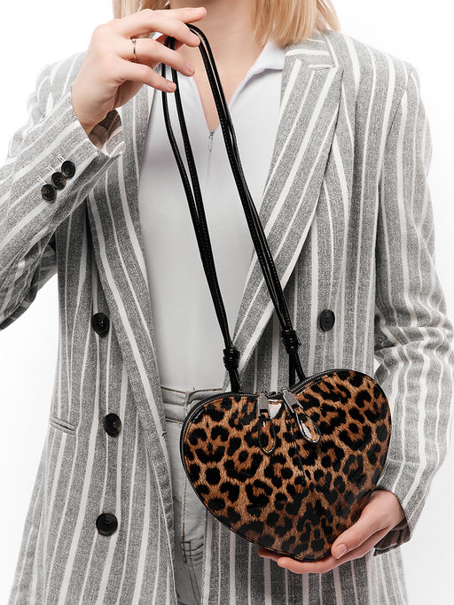 LACCOMA сумка НИ836-лепард черный натуральная кожа хлопок