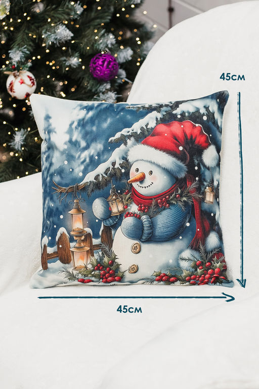 Наволочка декоративная новогодняя 2 шт рогожка