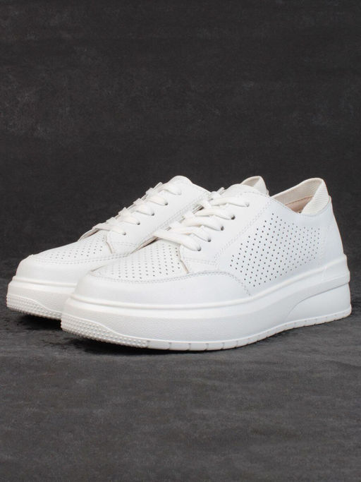 05-HY14-2D WHITE Кроссовки женские (натуральная кожа)