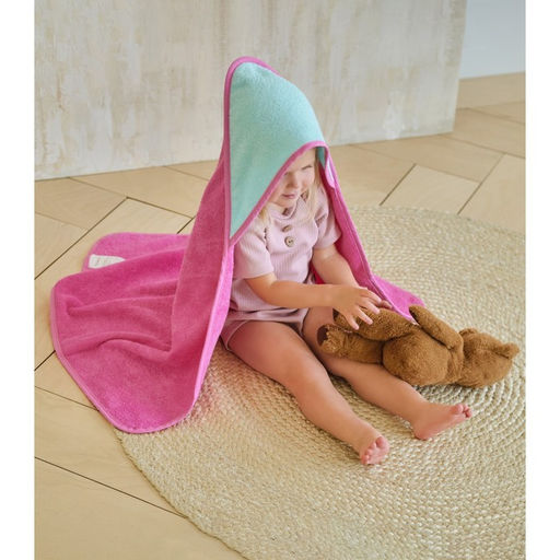 Полотенце уголок махровое Крошка Я, 75х75 см, цвет мятный/розовый, 100% хлопок, 360 г/м2  фото 8