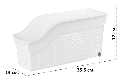 Контейнер хозяйственный 35,5*13*17 см "Лофт" белый на колесах узкий (модель - 621006)