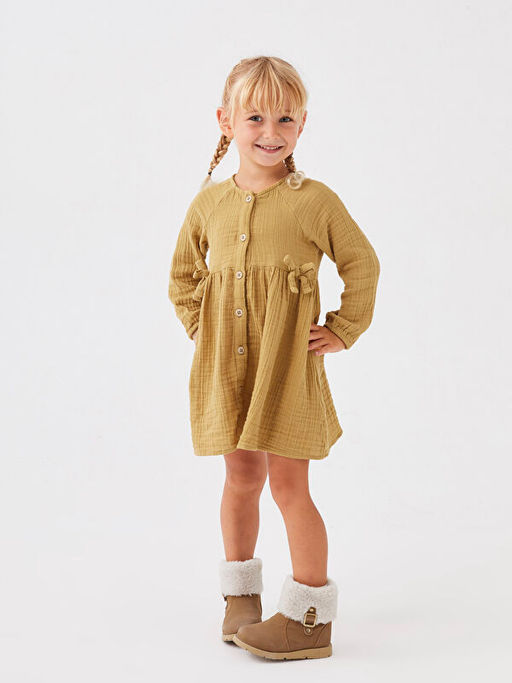 Bisiklet Yaka Uzun Kollu Basic K?z Bebek Elbise - Waikiki фото 3