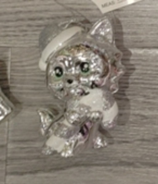 Цена за 2шт. Ёлочная игрушка "Весёлый котёнок" 7*5*10 см, Шампань