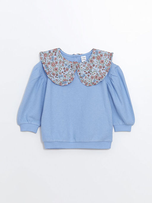 Bebe Yaka ?i?ekli K?z ?ocuk Sweatshirt