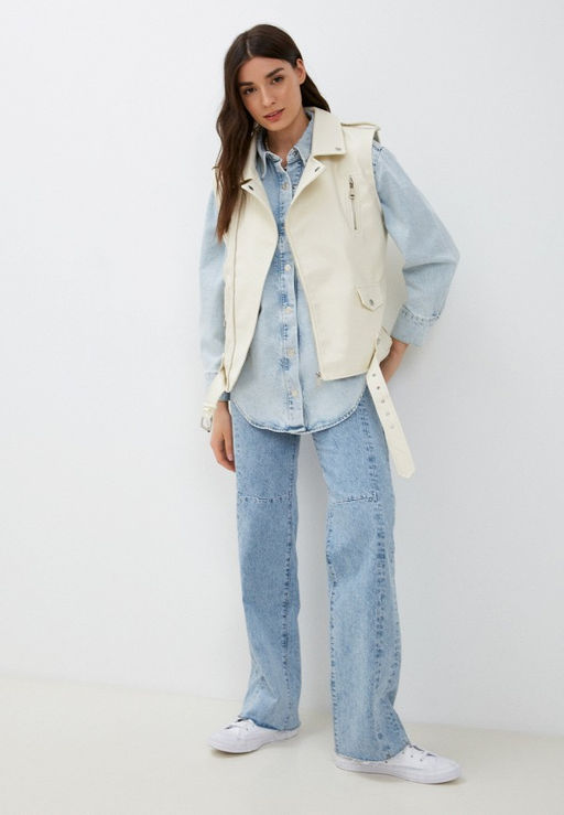 Жилет из экокожи молочного оттенка - Incity фото 8