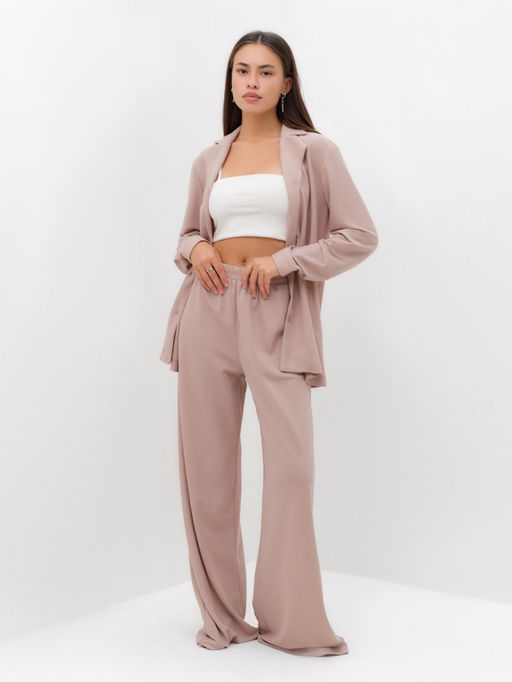 Костюм женский: рубашка, брюки, топ, KAFTAN Base, размер 44, пудровый