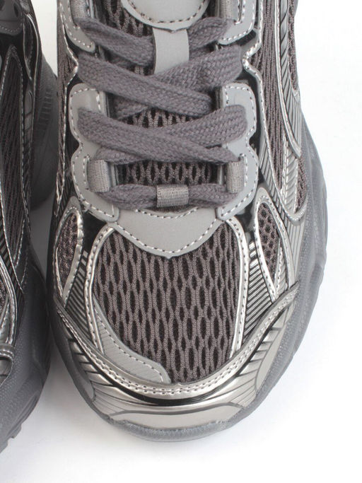 05-P247-1 BLACK/SILVER Кроссовки женские (искусственные материалы, сетка)