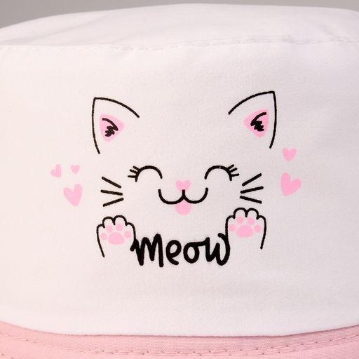 Панама детская «Мяу», белая, р-р 48-50