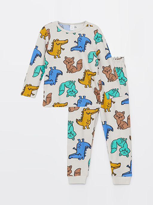 Bisiklet Yaka Uzun Kollu Desenli Erkek Bebek Pijama Tak?m?