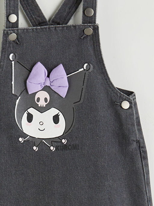 Kare Yaka Kuromi Bask?l? K?z ?ocuk Jean Elbise