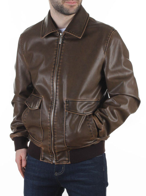 257994137 BROWN Куртка мужская демисезонная (эко-кожа)