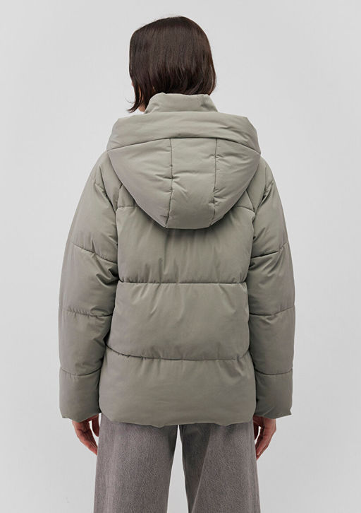 Kapusonlu Gri Sisme Mont - Mavi фото 4