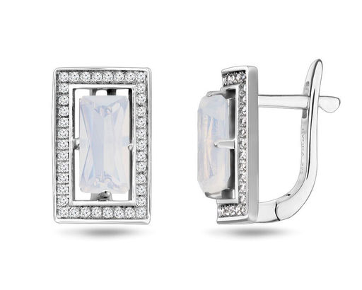 Серьги, лунный камень выращ., МЦВ674