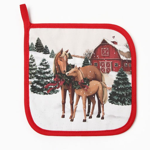 Прихватка Этель Horse family, саржа, 19?19 см, хлопок 100%, ватин 250 г/м?