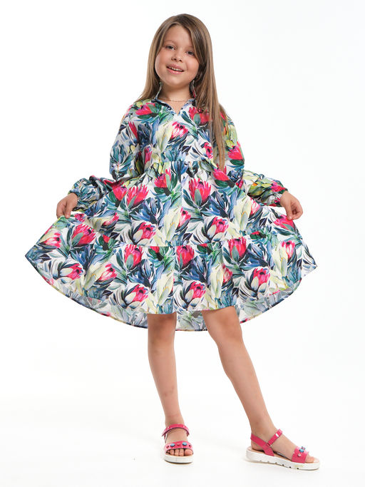 Платье нарядное хлопковое UD 7933 цветы Протея - Mini maxi фото 2