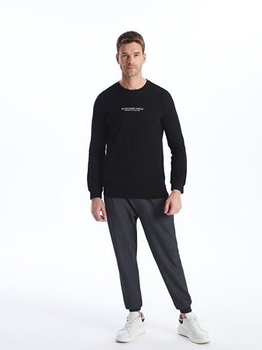 Bisiklet Yaka Uzun Kollu Bask?l? Erkek Sweatshirt - Waikiki фото 2