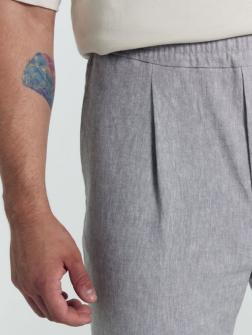 Брюки мужские серые из хлопка и льна - Mark formelle фото 5