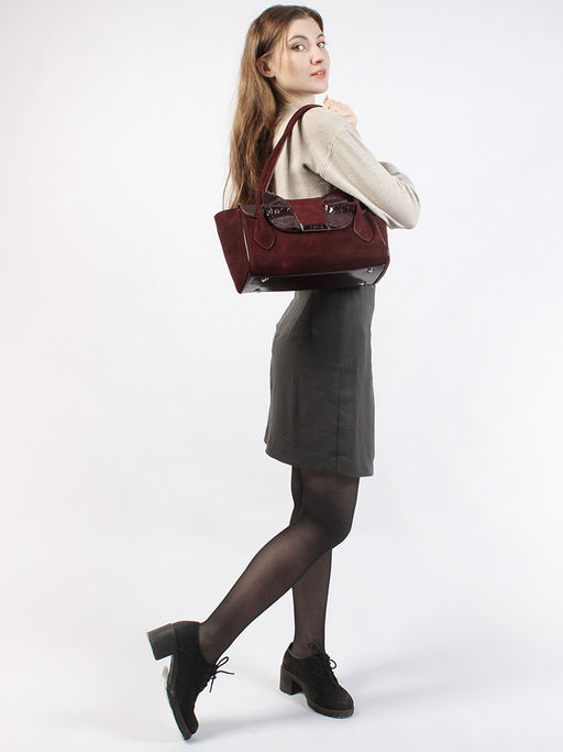 LACCOMA сумка Y2430-1-бордовый натуральная замша, натуральная кожа полиэстер  фото 2