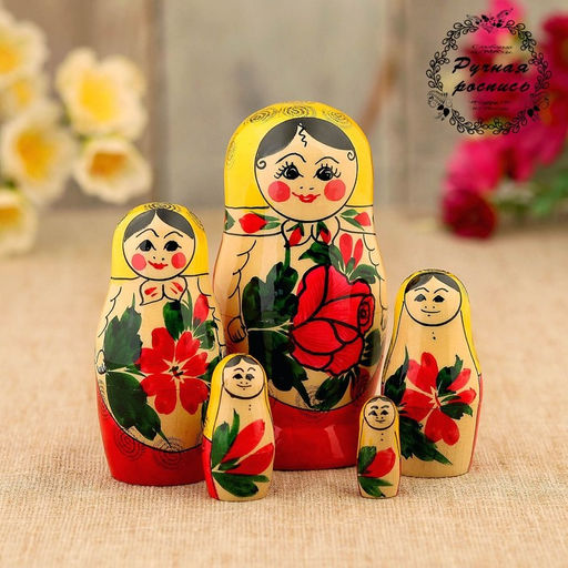 Матрёшка дерево «Зоя», жёлтый платок, 5 кукольная, 12 см