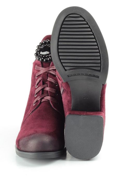 04-R181-3 BURGUNDY Ботинки зимние женские (натуральная замша, натуральный мех) - Фабричный китай фото 17