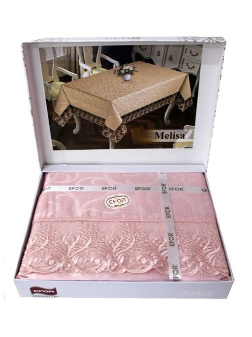 Скатерть EFOR MELISA 160*260 прямоугольная пудровый фото 3