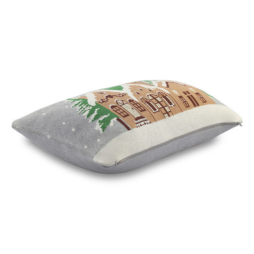 Подушка вязаная с новогодним рисунком Christmas Village из коллекции New Year Essential, 40x60 см - Tkano фото 3