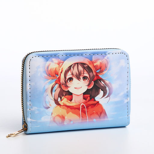 Кошелёк детский Выбражулька «Аниме», на молнии, с принтом, голубой