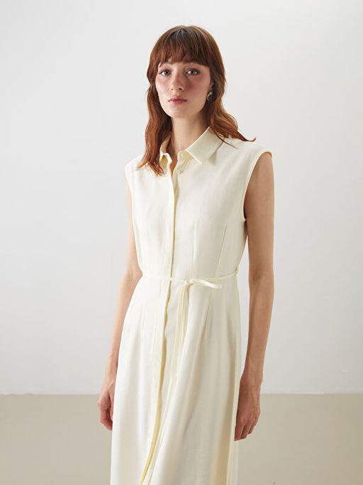 Beli Ku?akl? Pileli G?mlek Elbise