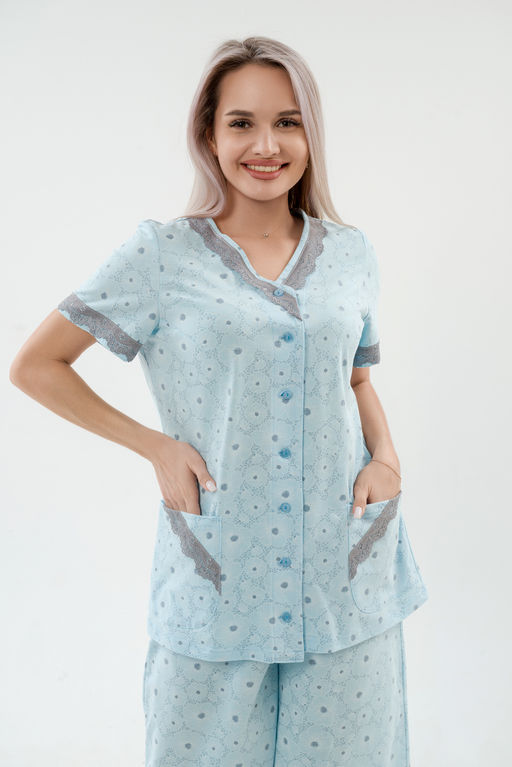 Пижама женская из кулирки Ворожея голубой - Амадэль фото 10