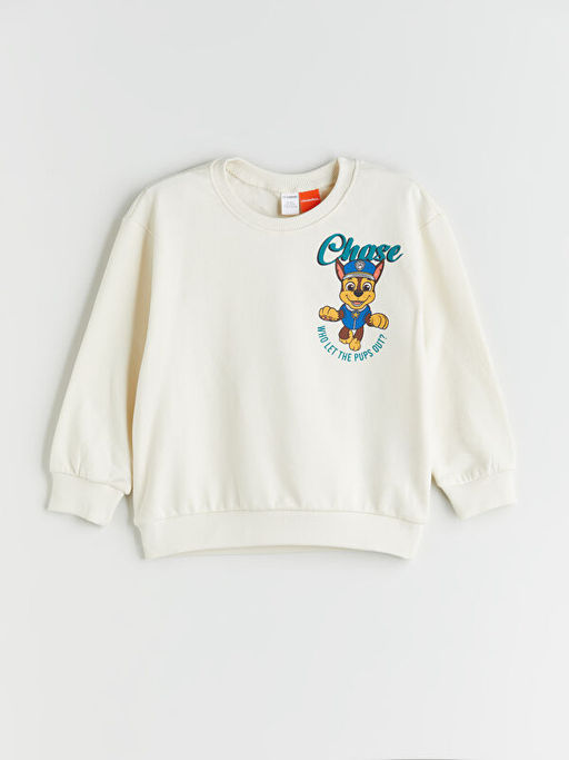 Bisiklet Yaka Bask?l? Erkek ?ocuk Sweatshirt